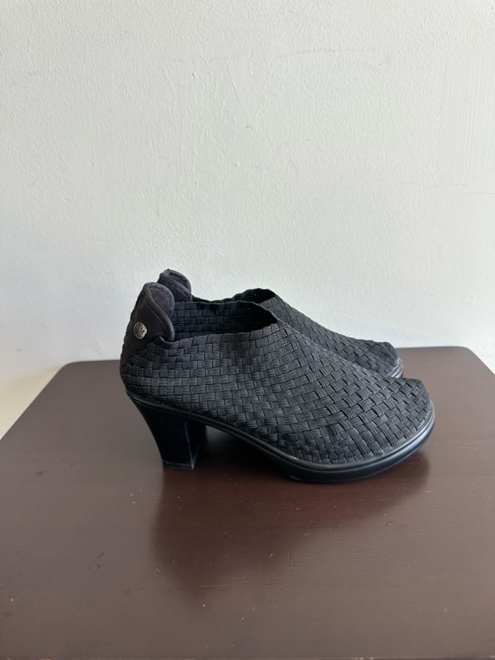 Bernie Mev Black Woven Bootie Heel Women’s Size 39